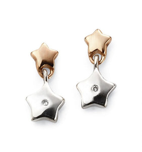 D for Diamond Double Star Drop Earrings