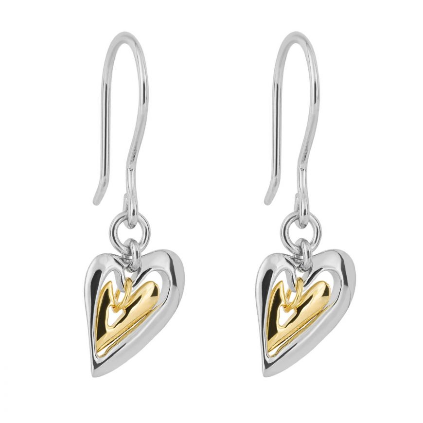 Fiorelli Two Colour Organic Layered Heart Drop Earrings