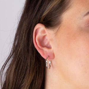 Silver Twisted Hoops