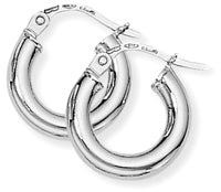 9ct White Gold Small Plain Hoops