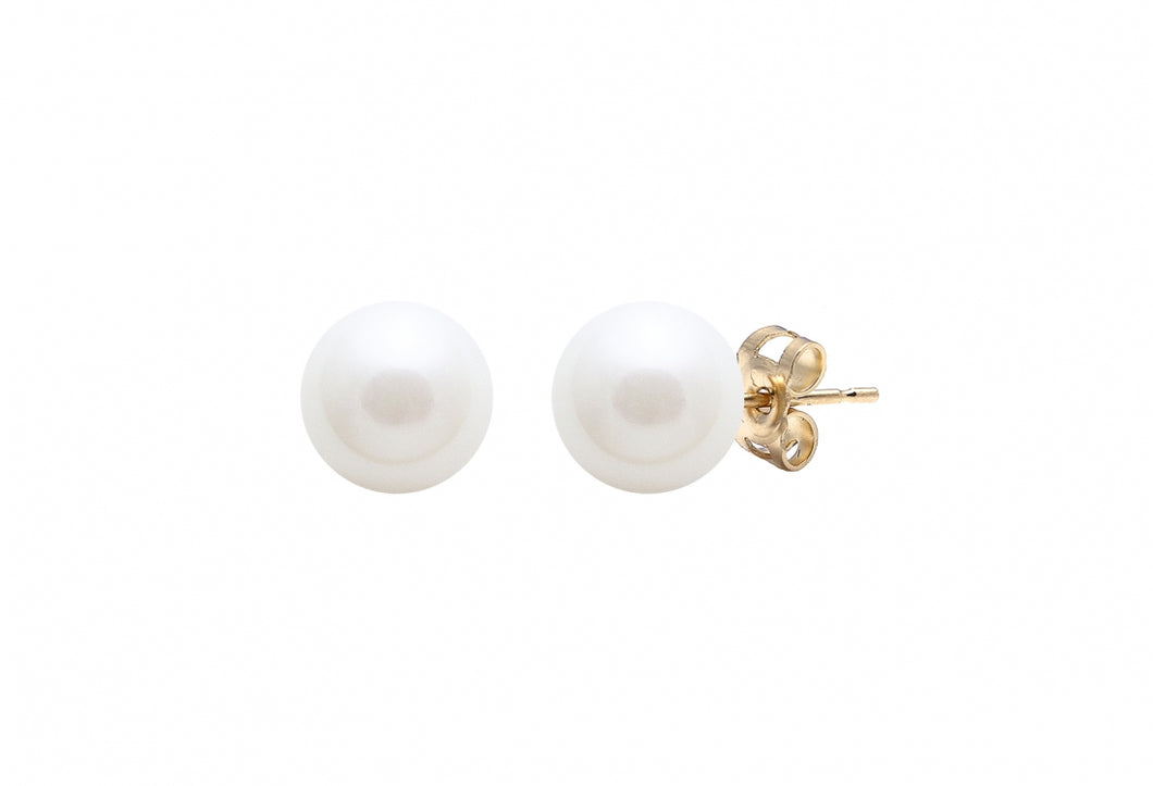 Classic Pearl Stud Earrings - 9ct Gold 8mm