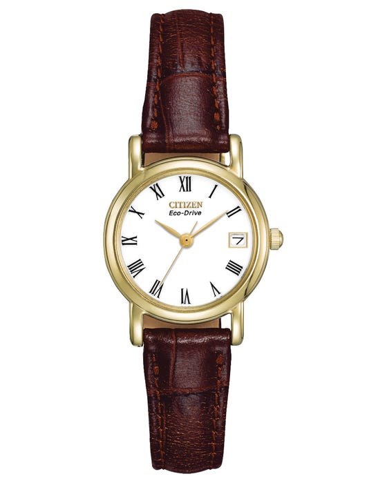Ladies Citizen watch - Classic Brown Strap Gold Plated