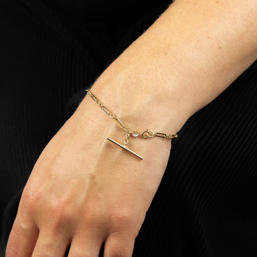 9ct Gold T-bar Figaro Link Bracelet