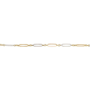 9ct Yellow and White Gold Elongated Link Bracelet