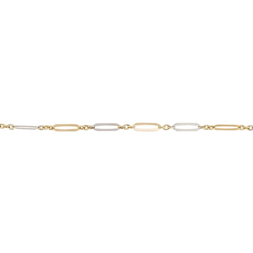 9ct Yellow and White Gold Elongated Link Bracelet