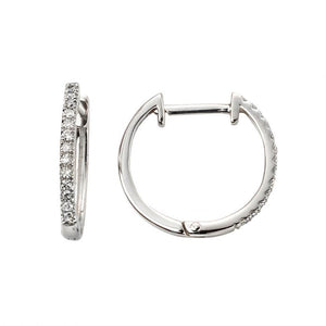 9ct White Gold Diamond Huggie Hoop Earrings