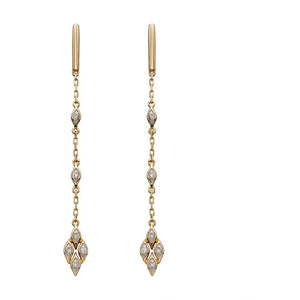 9ct Gold Deco Diamond Drop Earrings