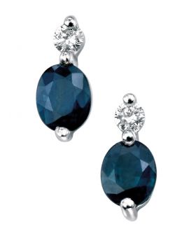 9ct White Gold Sapphire & Diamond Earrings