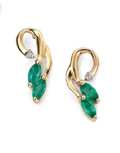 9ct Gold Emerald & Diamond Vine Earrings