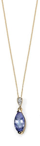 9CT Gold Marquise Tanzanite & Diamond Necklace