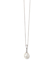 Load image into Gallery viewer, 9ct White Gold Pearl &amp; Diamond Drop Pendant

