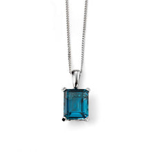 Load image into Gallery viewer, 9ct White Gold London Blue Topaz Oblong Single Stone Pendant

