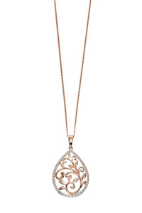 9ct Rose Gold and Diamond Pendant