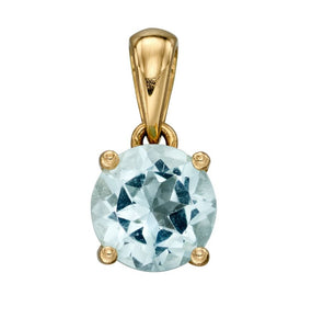 9ct Gold March Birthstone Pendant - Aquamarine