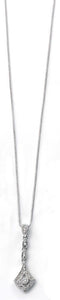 9ct White Gold Diamond Vintage Style Necklace