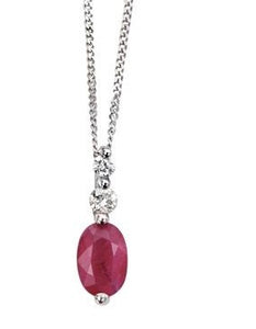 9ct White Gold Ruby & Diamond Pendant