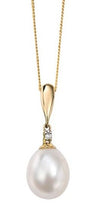 Load image into Gallery viewer, 9ct Gold Pearl &amp; Diamond Pendant &amp; Chain
