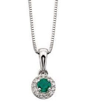 Load image into Gallery viewer, 9ct White Gold Petite Emerald &amp; Diamond Pendant
