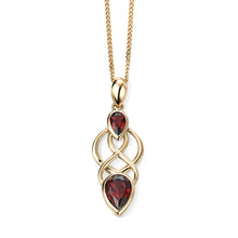 Load image into Gallery viewer, 9ct Gold Garnet Celtic Style Pendant &amp; Chain
