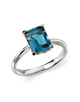 9ct White Gold London Blue Topaz Ring