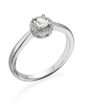 9ct White Gold White Topaz Round Halo Cluster Ring