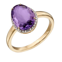Load image into Gallery viewer, 9ct Gold Amethyst and Diamond Organic Shaped Ring
