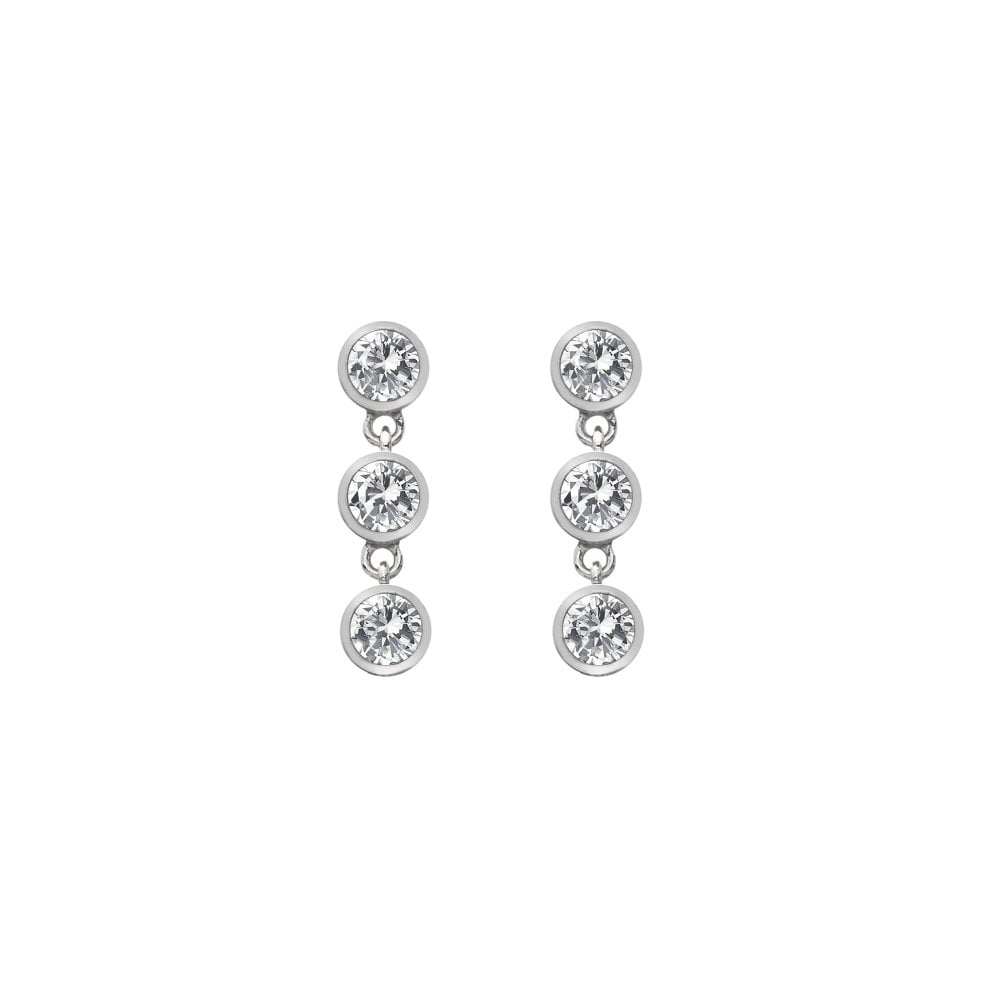 Hot Diamond Tender White Topaz Triple Drop Earrings