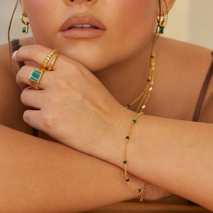 Hot Diamonds x Jac Jossa Malachite Bead and Chain Bracelet