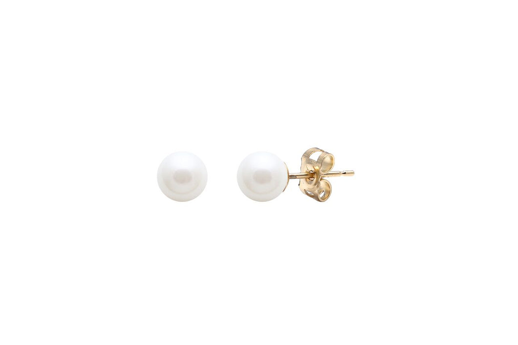9ct Gold Cultured Pearl Studs - 6mm