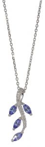 9CT White Gold Tanzanite & Diamond Leaf Necklace