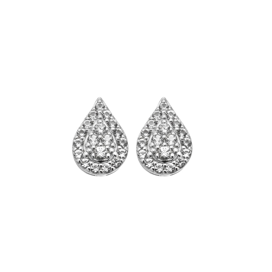 Hot Diamond Teardrop White Topaz Stud Earrings