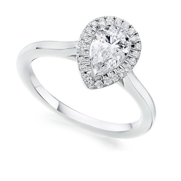 Diamond Pear Cut Halo Ring 0.65ct