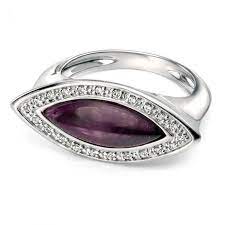 Silver, Amethyst and Cubic Zirconia Ring - Fiorelli