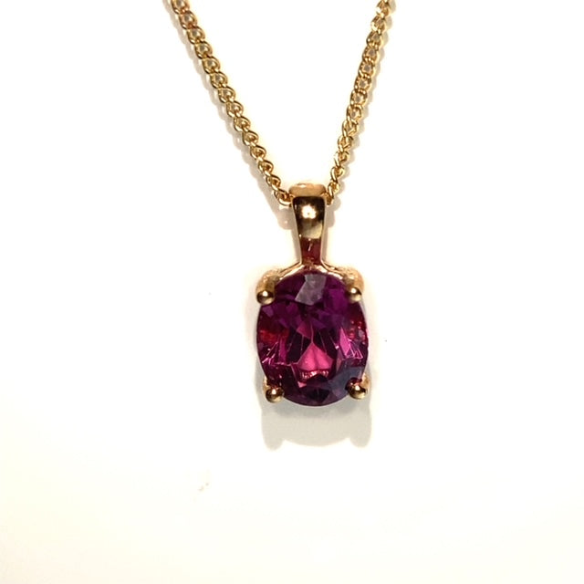 9ct Gold Rhodolite Garnet Pendant