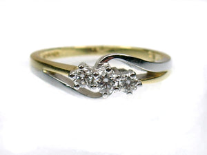 18ct Yellow and White Gold Diamond Trilogy Ring