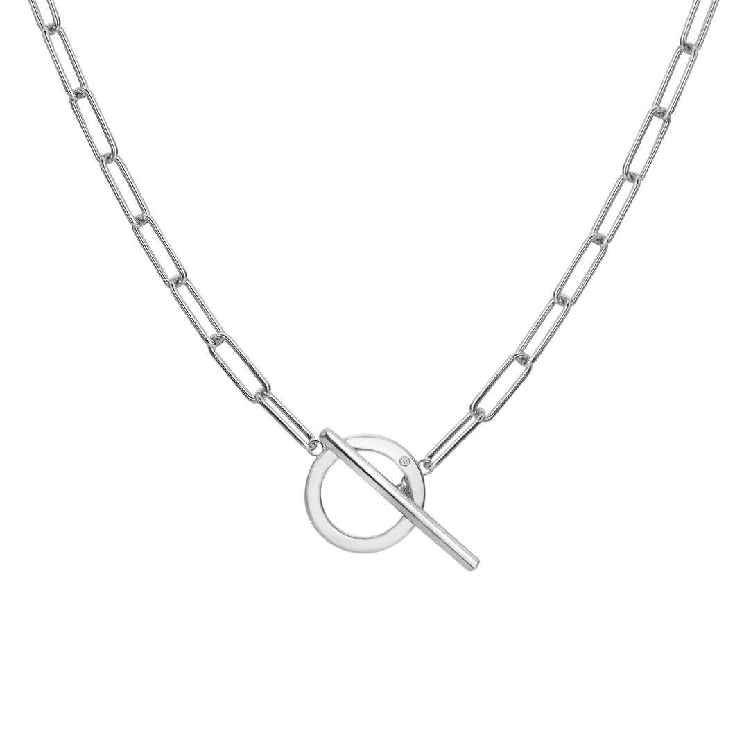 Hot Diamonds Silver T bar Necklace.
