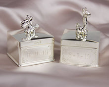 Load image into Gallery viewer, Silver Plated Giraffe and Zebra First Tooth and Curl Pots
