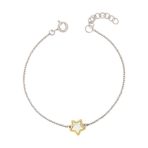 D for Diamond Silver and Gold Plate Childrens Star Bracelet